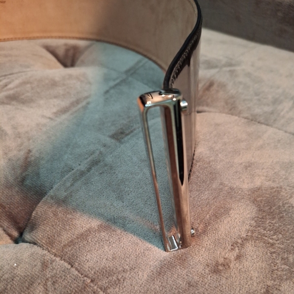 Alexander McQueen black patent leather belt silver hardware Italian size 38 - Picture 5 of 10